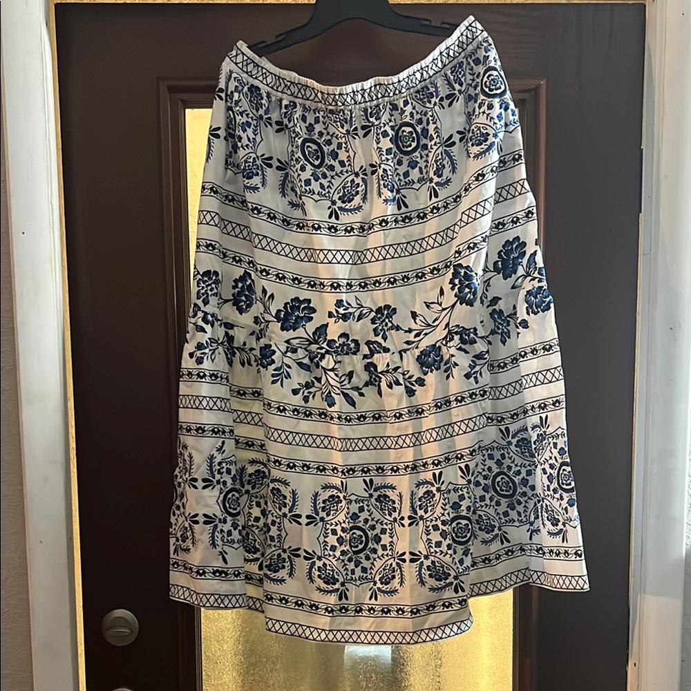 Lane Bryant Floral A-Line Skirt in Blue and White